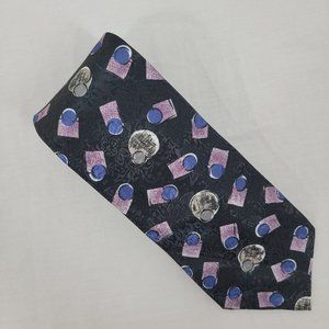 Town Craft Necktie Black Purple Blue Geometric NWT